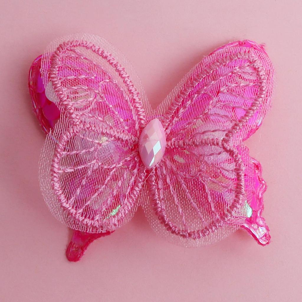 Accessorio per Capelli e Abbigliamento Farfalla con Paillettes in Rete a Doppio Strato