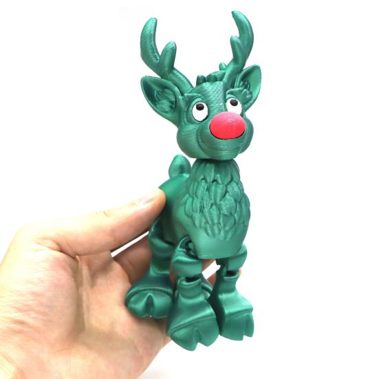 Red-Nosed Reindeer Figurine Articulated Christmas Reindeer Ornament Collectible Reindeer with Flexible Joints Festive Centerpiece Holiday Gift