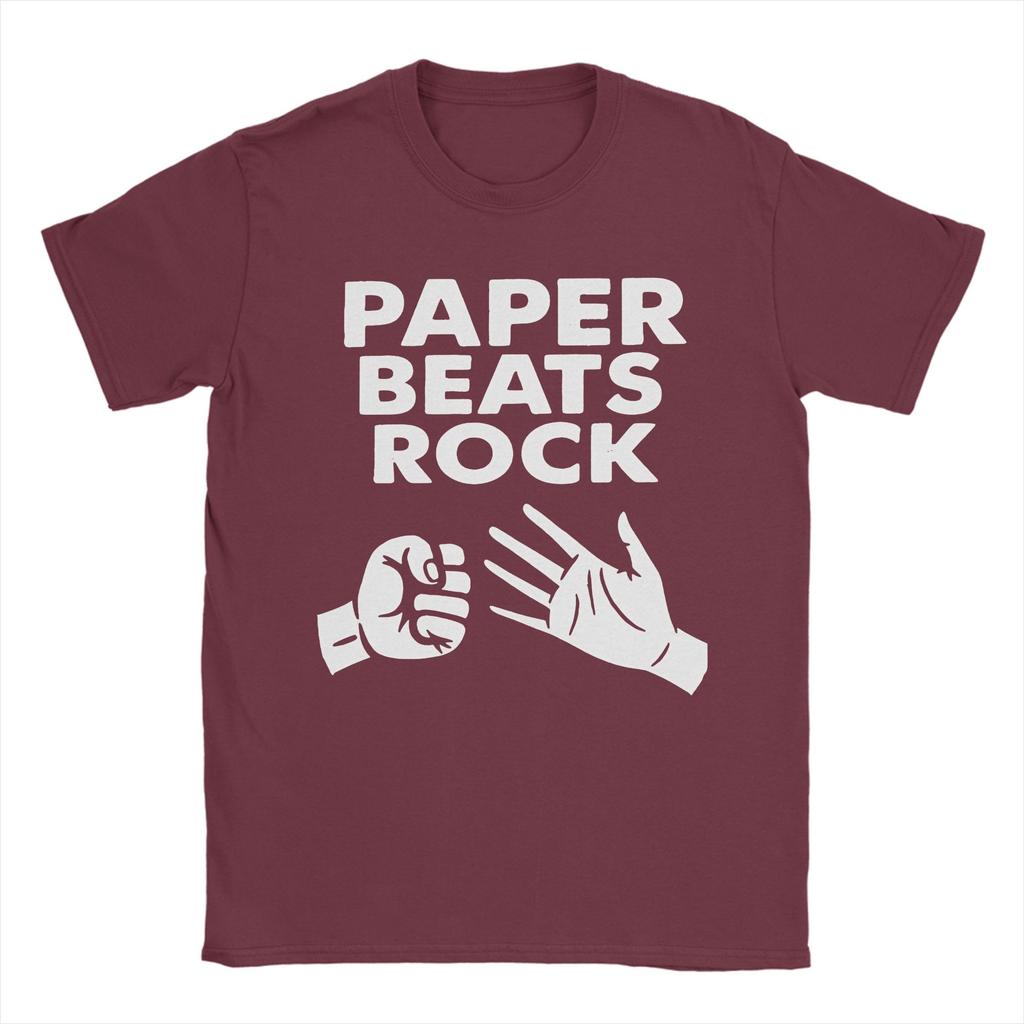 Paper Beats Rock TShirts for Men Crew Neck Pure Cotton T Shirt Rock Paper Scissors Short Sleeve Tee Shirt Big Size Clothing