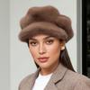 Women'S Winter Warm Plush Beret Hat Octagonal Cloud Design, Lightweight Snug Fit for Cold Shopping Outdoor Activities, Fur Bucket Hat, Beret For Women