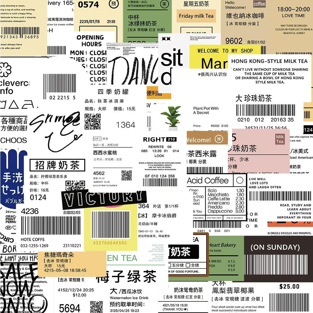 10/30/50pcs Milk Tea Coffee Drink Label Stickers Funny Creative Decals DIY Water Bottle Phone Fridge Sticker Decoration Supplies