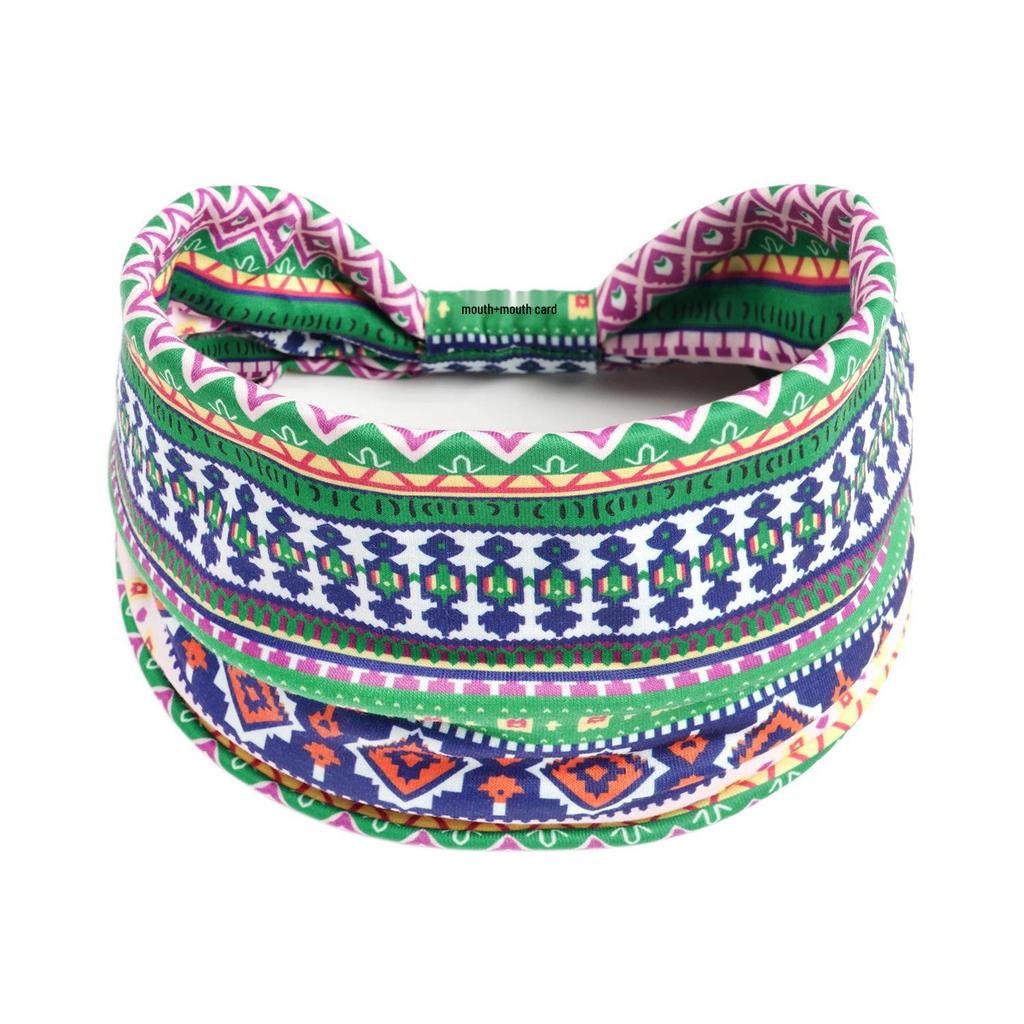 Bohemian Retro Print Yoga Headband: Wide African-Inspired Headscarf for Women
