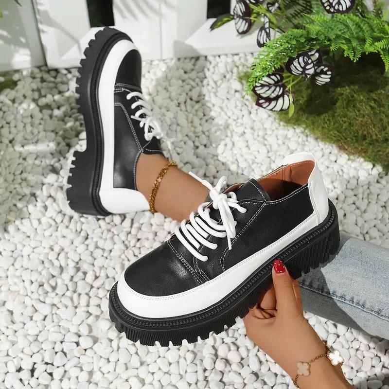 Fashion Women's Vulcanize Shoes Platform 2025 Hot Sale Ladies Shoes Plus Size Women Sneakers Round Toe Mixed Colors Ladies Casual Shoes