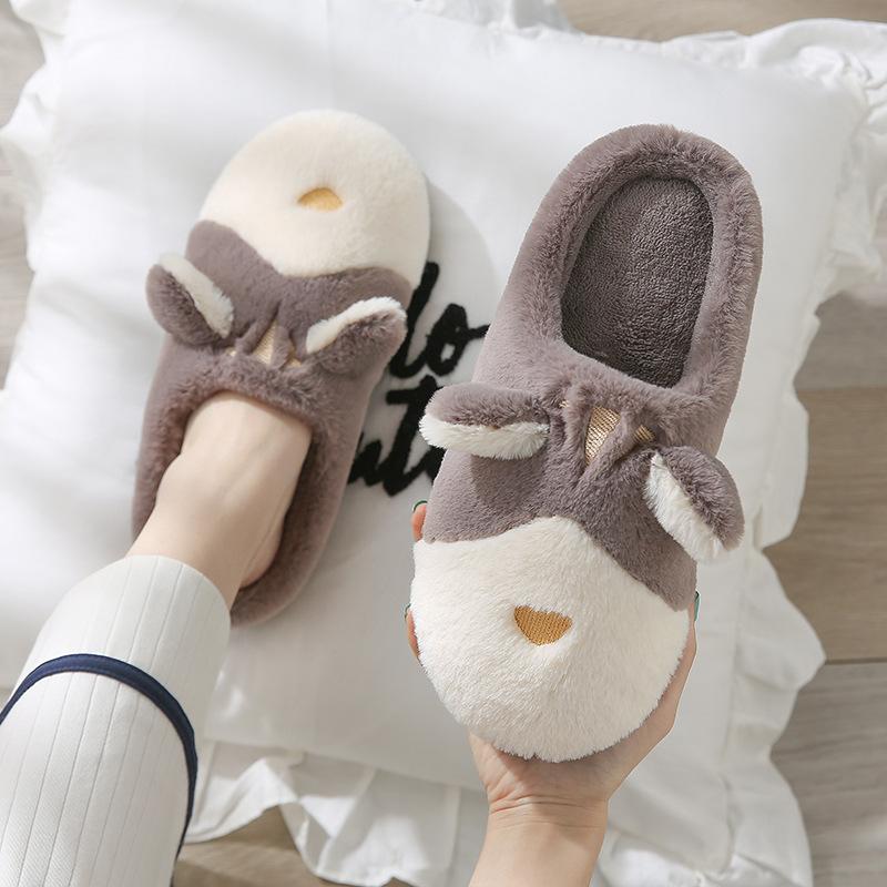 Cotton slippers women's autumn and winter indoor cute home plush couple home non-slip external wear warm cotton mop