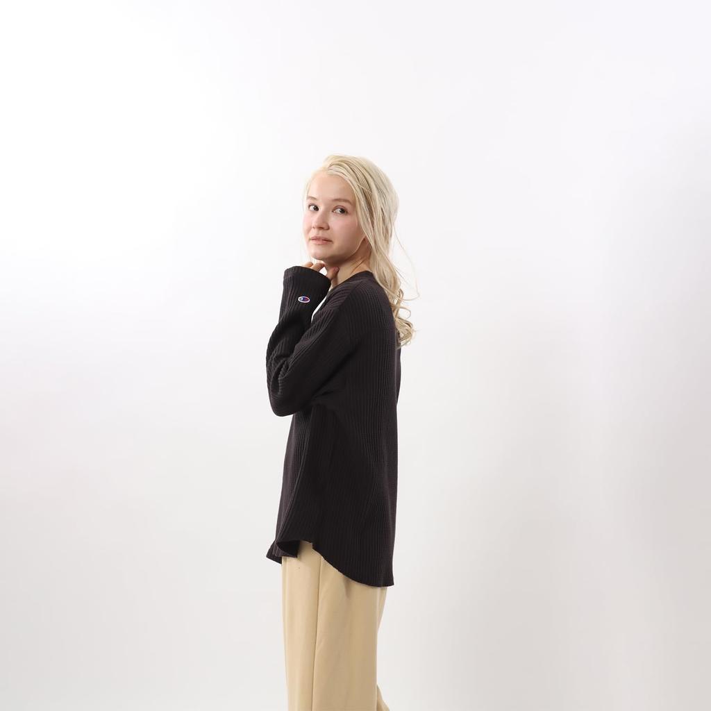 Champion Casual Long Sleeve Crew Neck Size M Women's T-Shirt, CW-Y407, Charcoal,