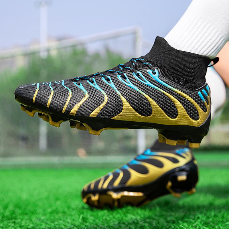 Herren High-Top-Fußballschuhe Große Größe Lange Nägel Leder Jungen Fußballschuhe Nageln Anti-Rutsch-Fußballschuhe