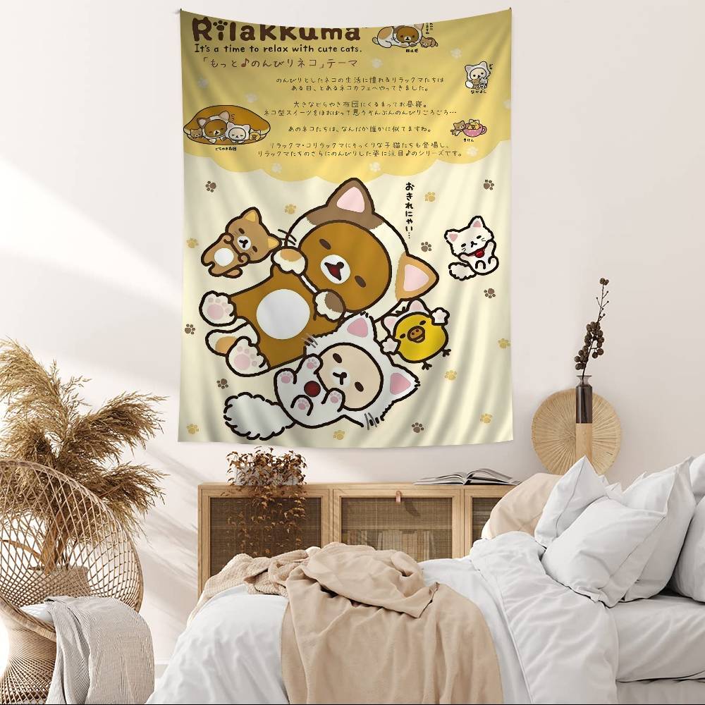 Cartoon Rilakkuma DIY Wandteppich Hängend Tarot Hippie Wandteppiche Schlafsaal INS Heimdekoration