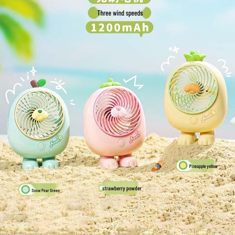 

USB Rechargeable Cartoon Small Desktop Fan - Quiet for Dorms & Offices Random Color