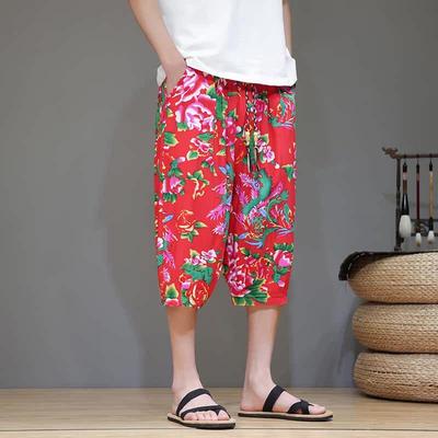 Men Baggy Flowers Harem Pants Men 2025 Summer Japanese Men Women Hip Hop Wide Leg Pants Bloomers Calf-Length Pants Joggers