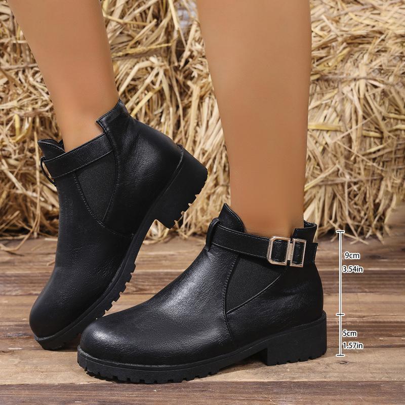 New Martin boots for autumn and winter, low-heeled belt buckles, boots, plus-size boots
