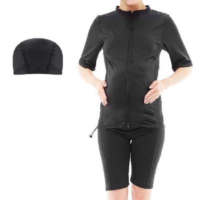 Maillot de bain de maternité Keratta pour le fitness, Manches courtes, Anti-froid, Bonnet séparé inclus (L, Noir)