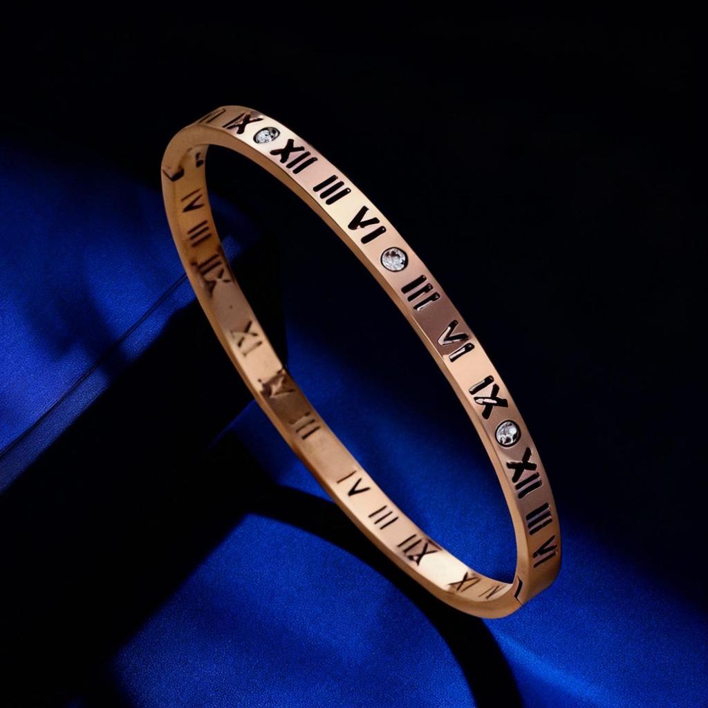 Women's Luxury Stainless Steel Bracelet: Electroplated Titanium, Full Diamond Set, European-American Style