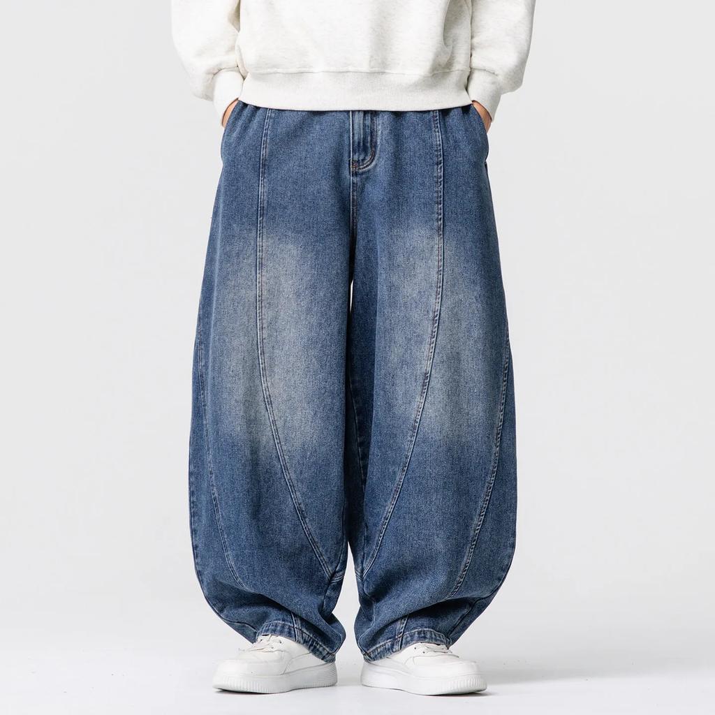 Autumn Men Black Denim Pants Men Casual High Street Harajuku Pants Man Loose Hip Hop Wide Leg Pants Man Baggy Oversized Pants