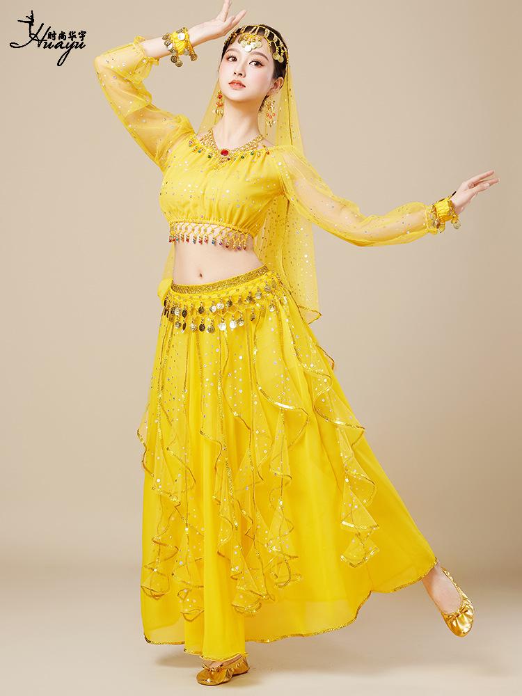 Huayu 2025 Indischer Bauchtanz Langarm Auftrittskostüm für Erwachsene