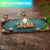 Vintage Metallschild Sauna 15,7x3,9 Vorgebohrt Floral Stern Bauernhaus Veranda Hängendes Schild Einzigartiges Rustikales Geschenk