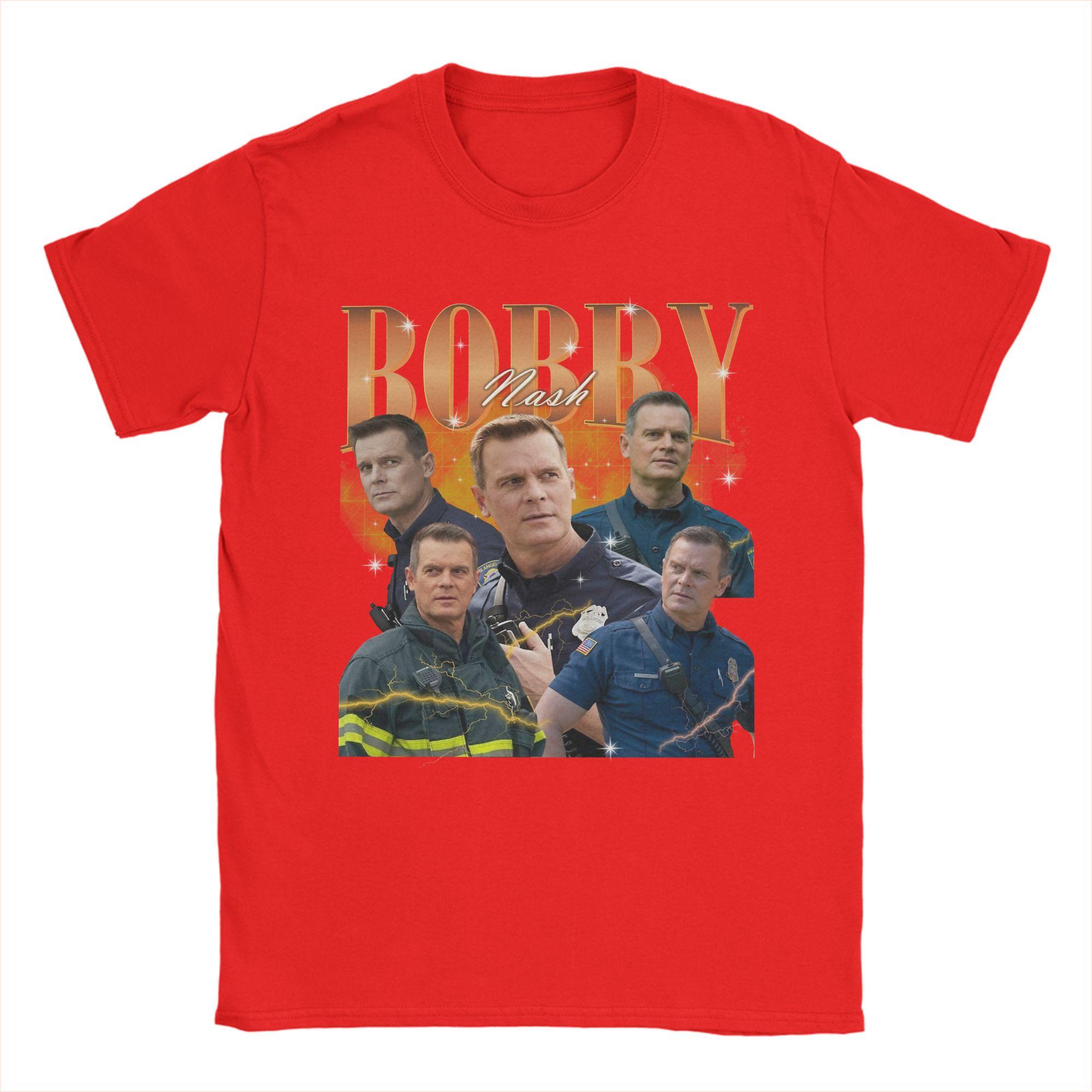 

Bobby Nash 911 Firefighter T Shirt for Men Pure Cotton Fashion TShirts Crewneck Tees Short Sleeve Tops New Arrival S