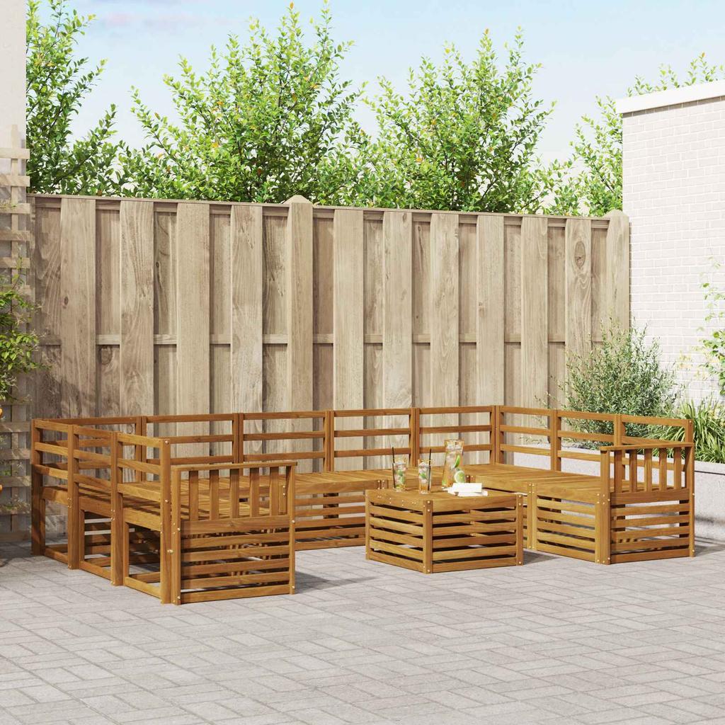 Garden Furniture Set 10 Pcs Natural Solid Acacia Wood