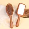  Pettine Massaggiante con Cuscinetto d'Aria in Sandalo Dorato - Pettine Retrò in Legno Massiccio per Capelli Lunghi da Donna