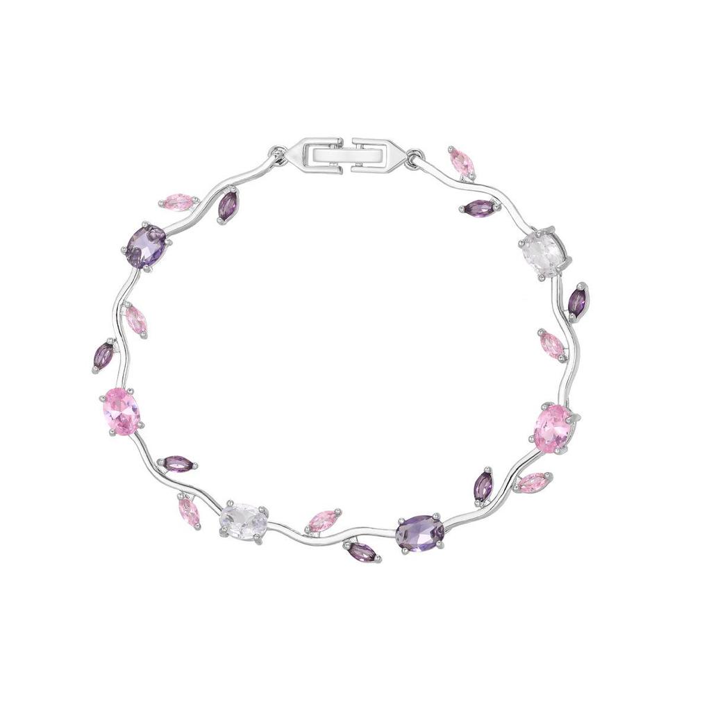 Elegante Bracciale Tulipano in Rame e Zirconia per Donna - Versatile e Raffinato Design con Diamanti Colorati
