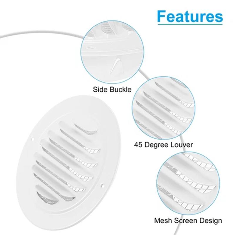 2pcs 3/4/6inch Round Vent Cover Stainless Steel Louvered Grille Cover Air Vent Outlet with Built-in Mesh for House/Office/Garage