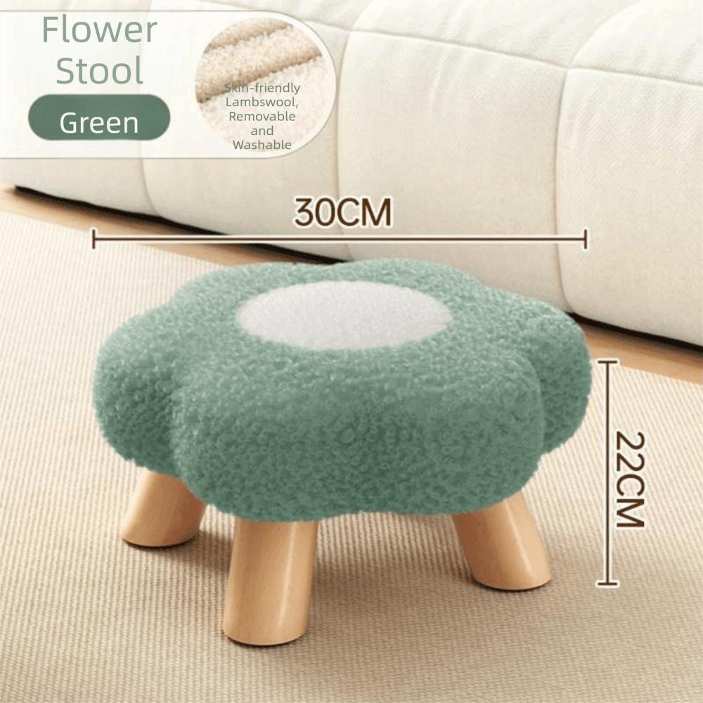 Soft Padded Low Stool Solid Wood Foot Rest Stool Simple Style Kids Sitting Stool  Household Use зелёный