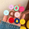 Girl Hairpin Contrasting Color Design Button Shape Hair Clip Non-irritating Side