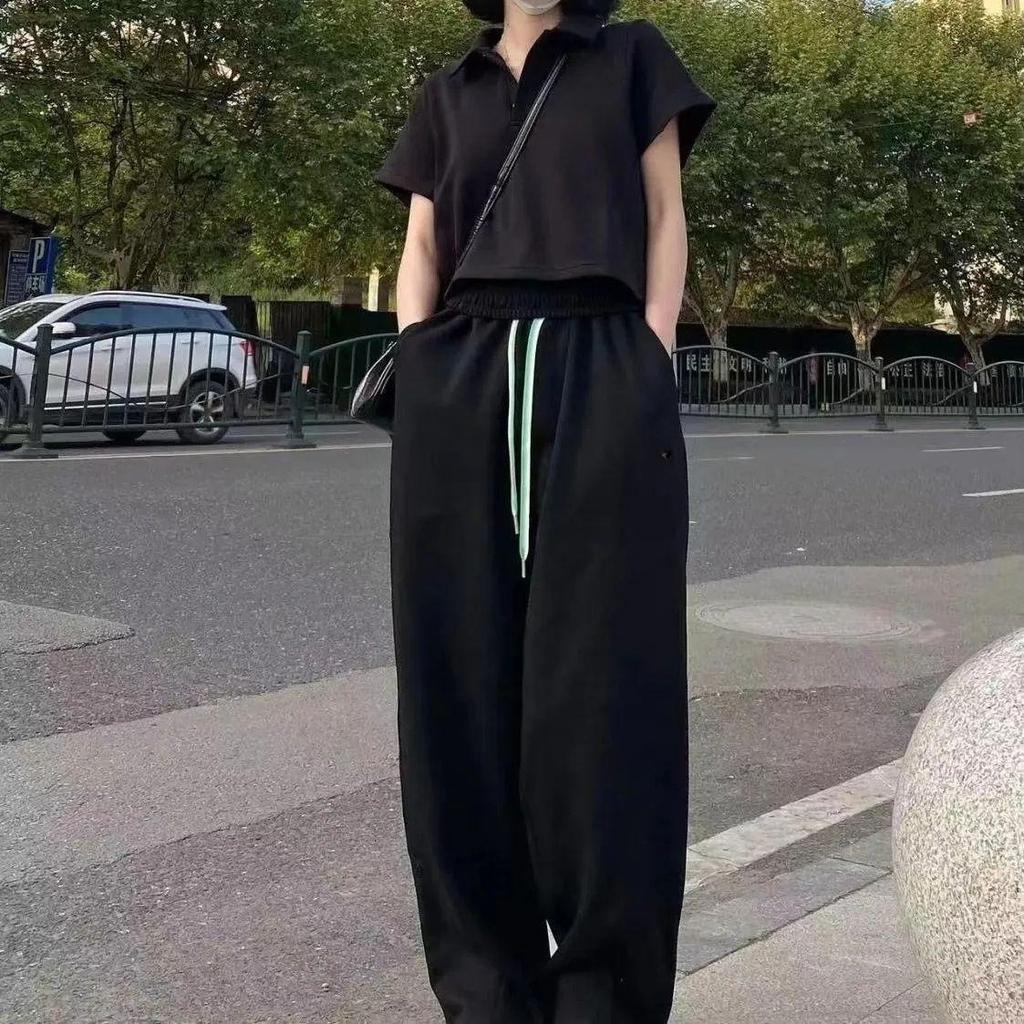 Spring and Summer College Style Girls' Casual Sports Suit Loose Fit Short Sleeved Pants Two-piece Set