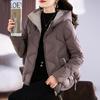 Casual Hoody met Golvend Patroon Warm Verdikt Los Buitenjas Effen Kleur Parka Jas Dames Grote Zakken