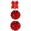 Metallische Cheerleading PomPoms Cheer PomPoms Und Schleifen Große Cheer Haarschleifen Zopfgummi Softball Tanz Cheerleader