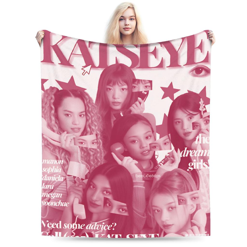 Katseye Kpop hudba Super měkká deka Studentská plyšová přehozová deka Vtipná na pohovku křeslo Flanelové přehozy Potah na pohovku postel