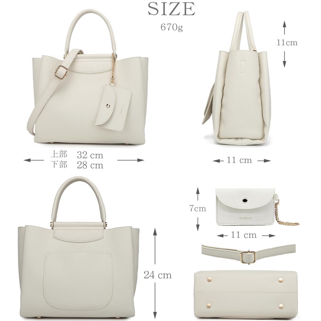 Veröffentlicht im April-Magazin Oggi 2WAY Einkaufstasche Gut sichtbare Handtasche aus PU-Leder Elegance Square Typ Bit Parts Ladies 171033 [Guscio Italy] (ELFENBEIN)