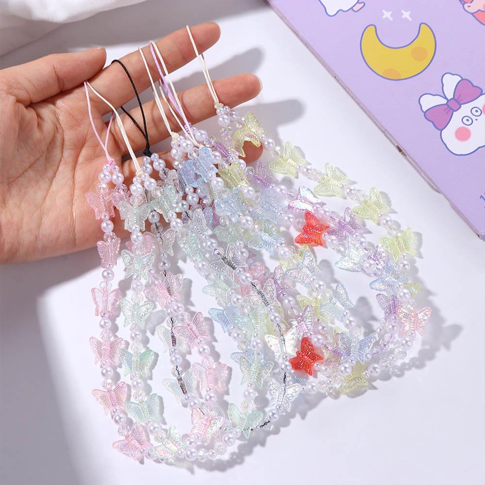 Lanyard Charming Telephone Jewelry Anti-Lost Rope Butterfly Phone Chains Mobile Strap Beaded Chain