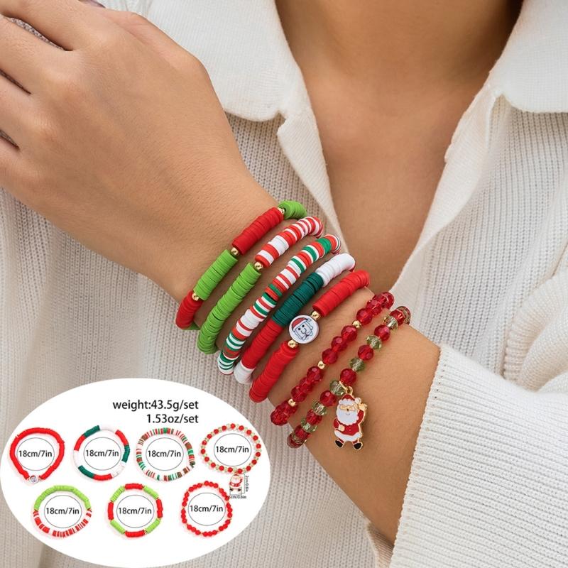 Multifuntional Elastic Bead Bracelet Soft Clay Adjustable Bracelets Set for Christmas Celebration and Everyday Wear