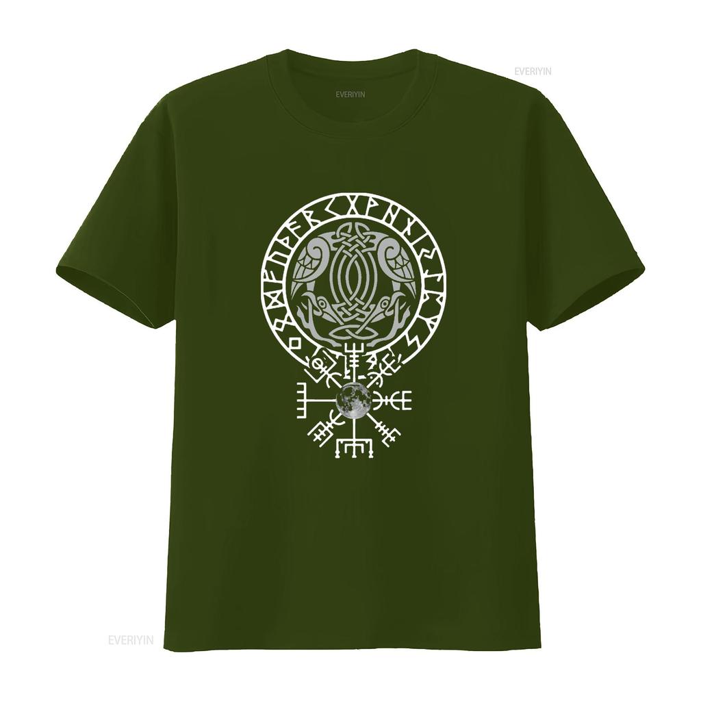 Mens Pagan Norse Design For Crow Fans SweaT T Shirt Black vintage Washed streetwear Stretched Unisex Stylish Versatile Soft