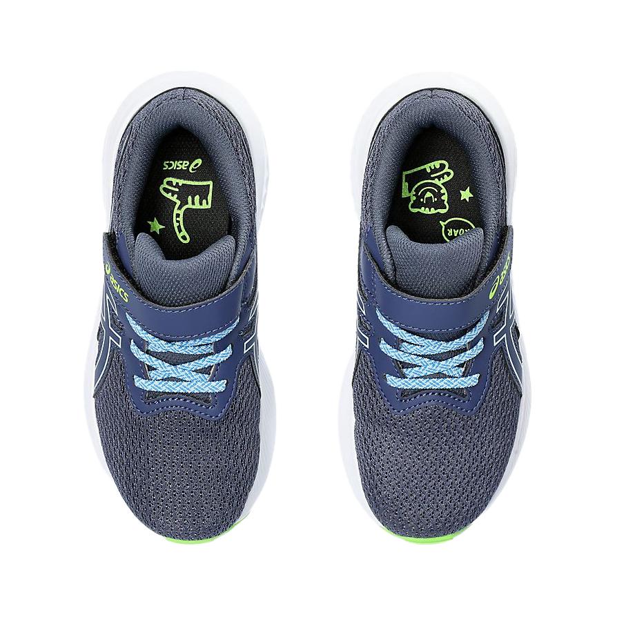 New Asics Pre Excite 10 Anti Slip Wear Resistant Low Top Kids' Running Shoes Blue Green Children Aged 3 7 Years Old 1014A297-403