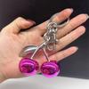 Bag Charm For Coach Handbag Shoulder Bags Fashion Glitter Mirror Face Purple Cherry Pendant Women's Keychain Accessories Gift