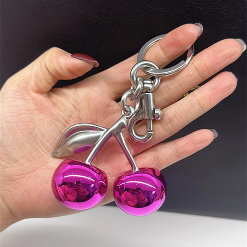 Bag Charm For Coach Handbag Shoulder Bags Fashion Glitter Mirror Face Purple Cherry Pendant Women's Keychain Accessories Gift