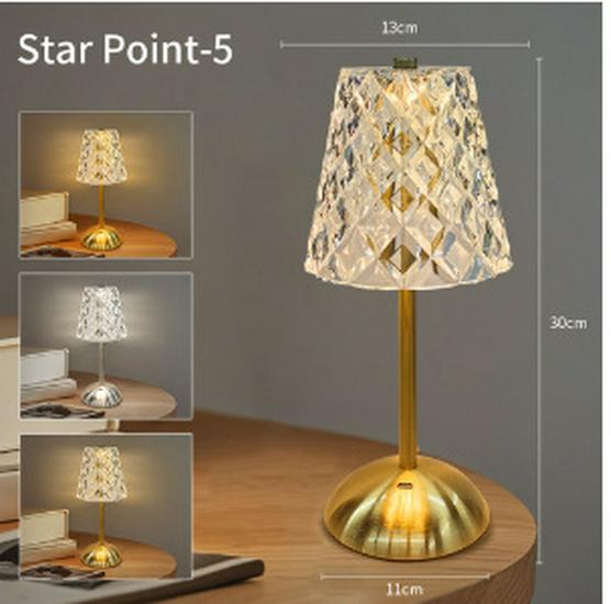 Crystal Retro Bedside Lamp - Luxury Rechargeable Night Light for Master Bedroom