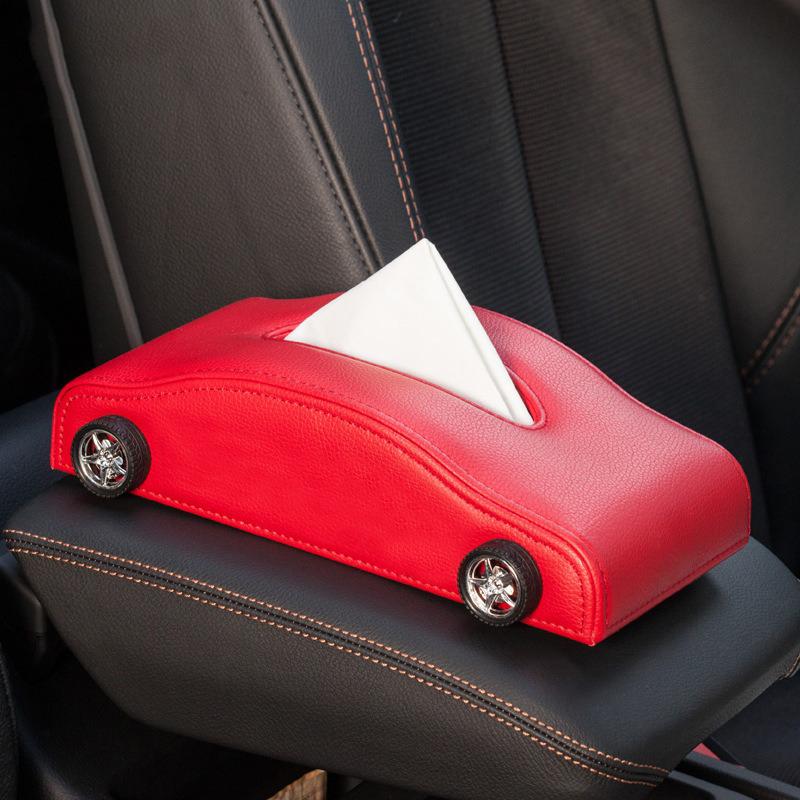 High-end Fashion Pu Leather Car Tissue Box Holder Business Armrest Box Tissue Box Cover Car Tissue Holder with Magnetic Bottom