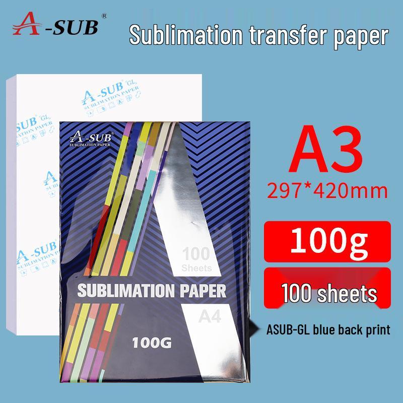 A-SUB Quick-Drying 125g Sublimation Transfer Paper for Polyester T-Shirts, A4 Heat Transfer, 120 Grams