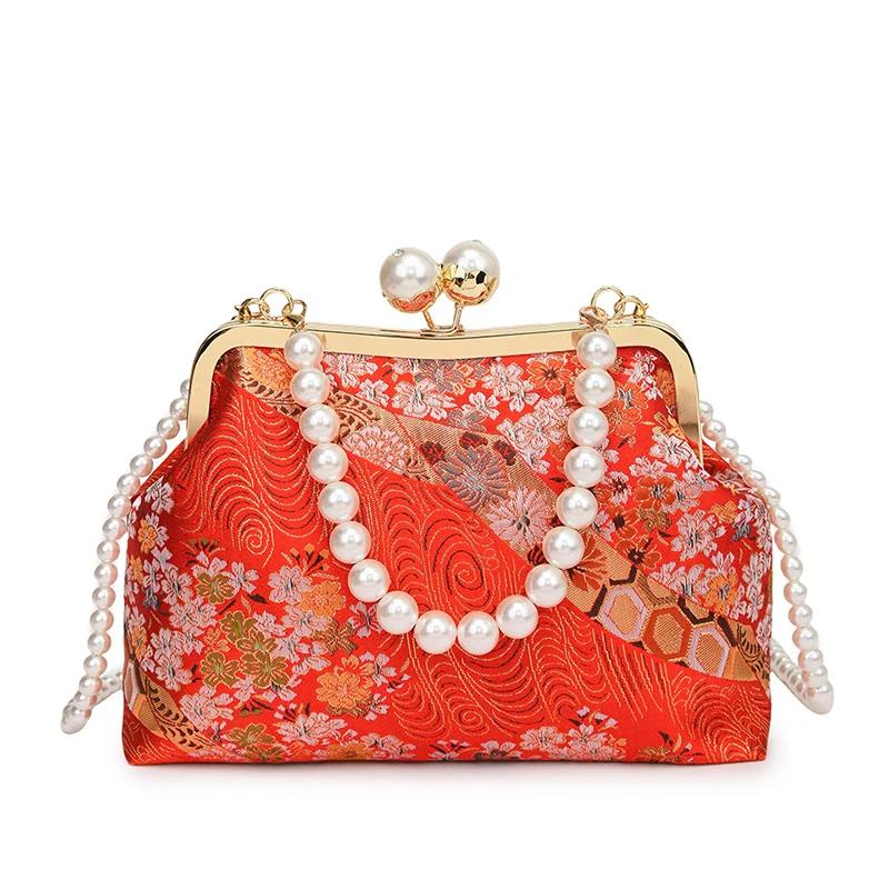 

Небольшие сумки на плечо с вышивкой в китайском стиле для женщин 2024 года, роскошные зимние сумки, качественная вечерняя сумка через плечо с бисером красный