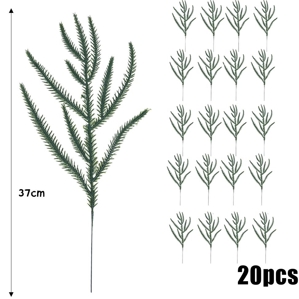 20Pcs Simulated Pine Cypress Rattan Plastic Christmas Decorative Accessories DIY Garland Branches Flower Arrangement Decoration