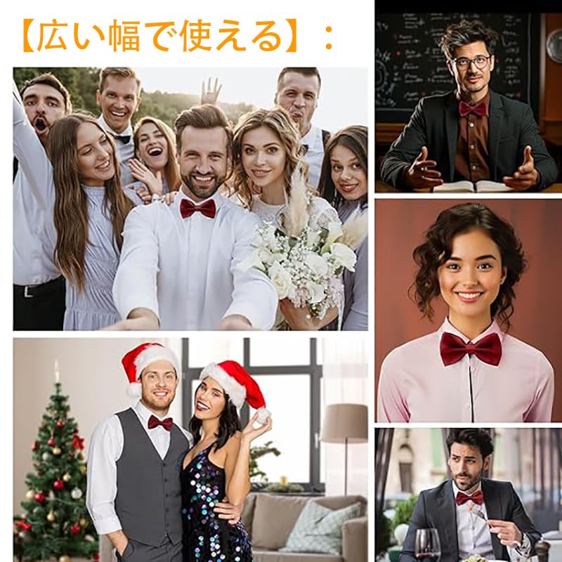 [Lismyakey] One-touch Easy-to-attach Bow Tie - ZipperPaisleyDot Pattern - Men's Bow Tie - Perfect for Weddings, Graduation Ceremonies, Receptions,