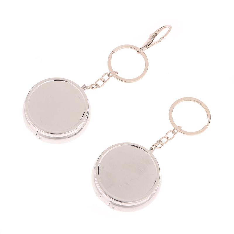 Round Storage 3-Compartment Metal Small Pill Box Outdoor Portable Mini Foldable Pockt Pill Capsule Holder Case Organizer