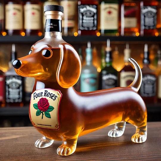 Funny French Bulldog Whiskey Bottle, Humor Novelty Decanter, Creative Gift, 250ml Clear Glass