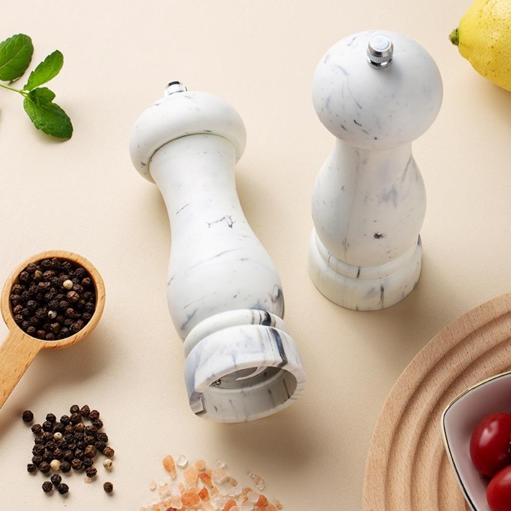 2pcs 6 Inch Marbled Salt Pepper Grinder Manual Spices Bottle Salt Pepper Mill  Steak