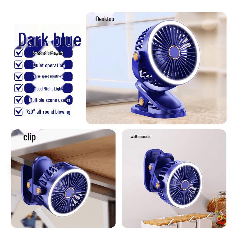 Yabuka 4-inch Portable USB Digital Display 5-Speed Turbine Clip Fan