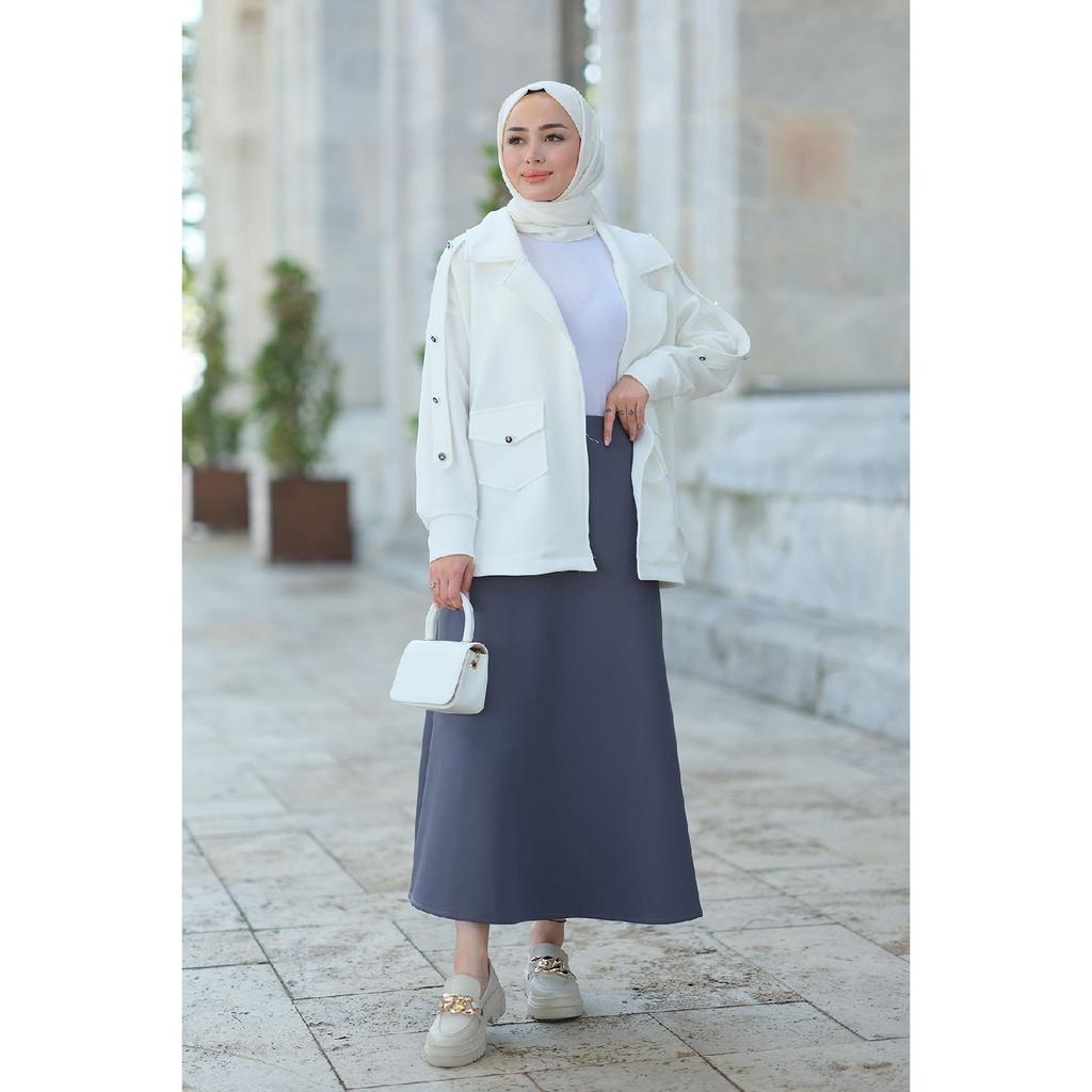 Elastic Waist Scuba Skirt Black