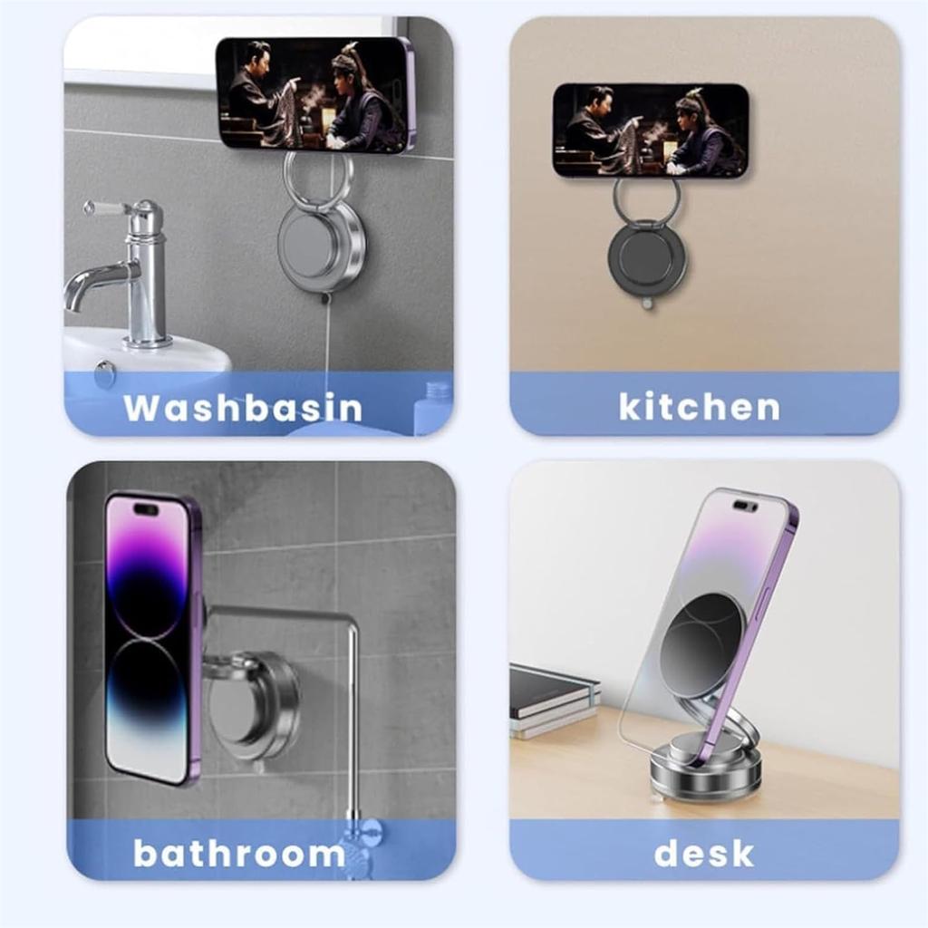 360° Adjustable Vacuum Magnetic Phone Holder, Upgraded Folding Magnetic Car Phone Holder, For Car/Gym/Mirror/Shower