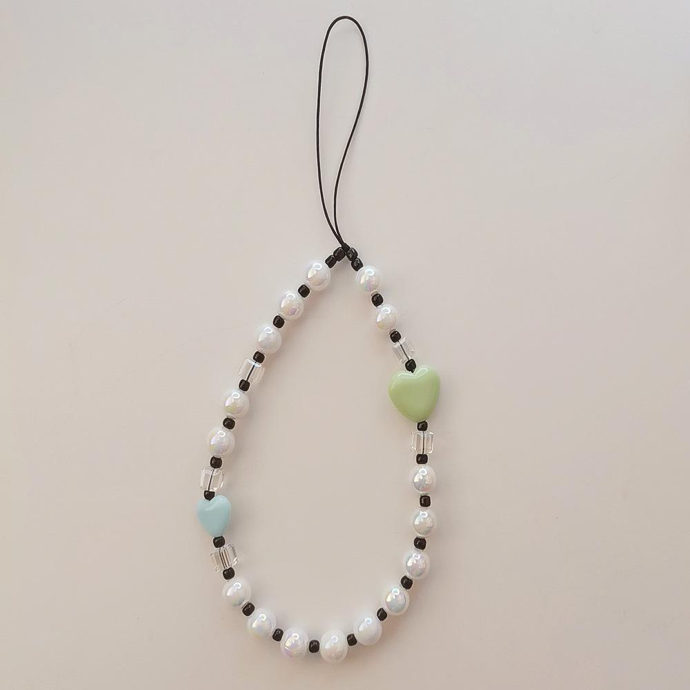 INS wind pearl chain colored love anti-lost hand carry new fashion chain short mobile phone chain